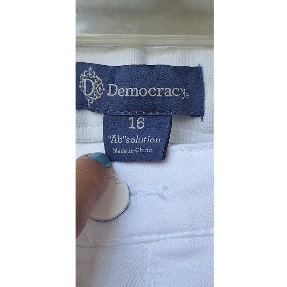 Democracy Ab Solution Kick Flare Capri Crop White Jeans Tummy Control Size 16 - Picture 5 of 10